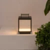 Lámpara de mesa LED recargable Kerala, gris oscuro, aluminio, altura 26,8