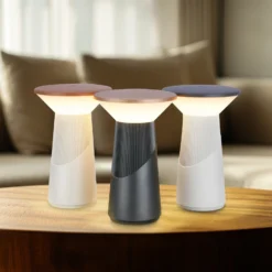 Lámpara de mesa LED recargable Pilia, color antracita/gris claro, altura 24 cm,