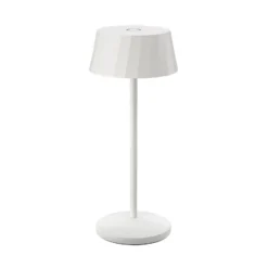 Lámpara de mesa LED recargable Facetta, blanca, 22 cm, metal, CCT IP44