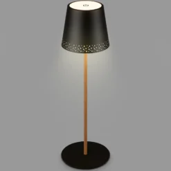 Lámpara de mesa LED recargable Kiki, negro/oro, IP44, 3.000K