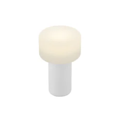 Lámpara de mesa LED recargable Tiny-B, blanca, altura 13 cm, IP54, USB