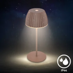 Lámpara de mesa LED recargable Brilo unplugged Riffle, 20 cm, arena oscura
