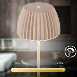 Lámpara de mesa LED recargable Brilo unplugged Riffle, 36 cm, beige
