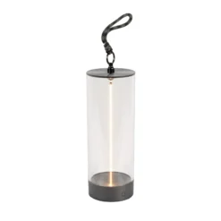Lámpara de mesa LED recargable Edison, altura 24 cm, gris/transparente, IP54
