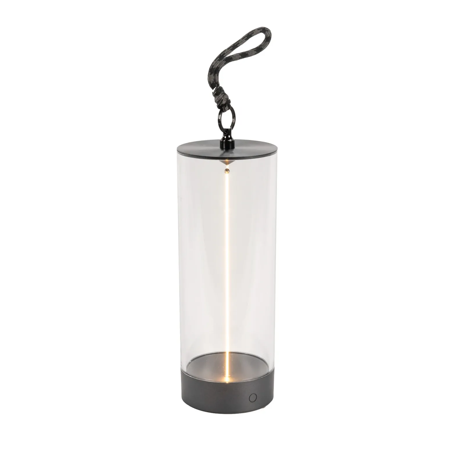 Lámpara de mesa LED recargable Edison, altura 24 cm, gris/transparente, IP54