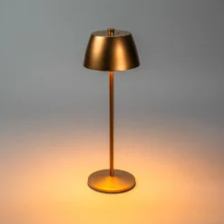Lámpara de mesa LED recargable Eze, cobre mate, 32 cm, IP54, USB