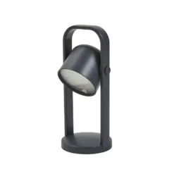 Lámpara de mesa LED recargable Lindby Kalevi, negra, aluminio, CCT