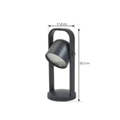 Lámpara de mesa LED recargable Lindby Kalevi, negra, aluminio, CCT