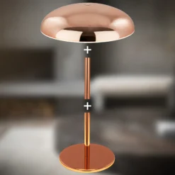 Lámpara de mesa LED recargable Brilo unplugged Caxa, color cobre