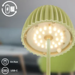 Lámpara de mesa LED recargable Brilo unplugged Riffle, 20 cm, verde