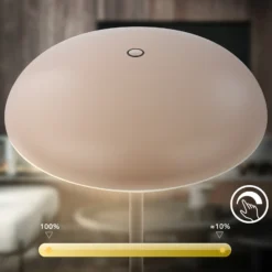 Lámpara de mesa LED recargable Brilo unplugged Caxa, beige/antracita