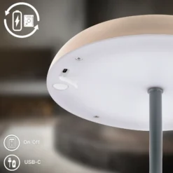 Lámpara de mesa LED recargable Brilo unplugged Caxa, beige/antracita