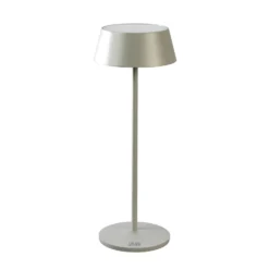 Lámpara de mesa LED recargable Menton, gris, altura 27 cm, IP54, USB