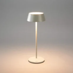 Lámpara de mesa LED recargable Menton, gris, altura 27 cm, IP54, USB