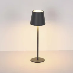 Lámpara de mesa LED recargable Vannie, negra, altura 36 cm, IP44