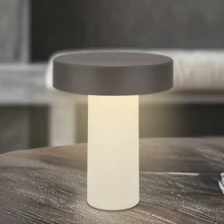 lámpara de mesa LED recargable Bito, antracita/blanco, altura 20 cm, IP44