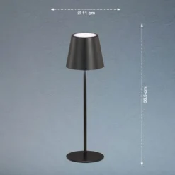 Lámpara de mesa LED recargable Viletto, negra, IP54