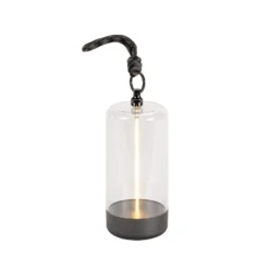Lámpara de mesa LED recargable Edison, altura 15 cm, gris/transparente, IP54