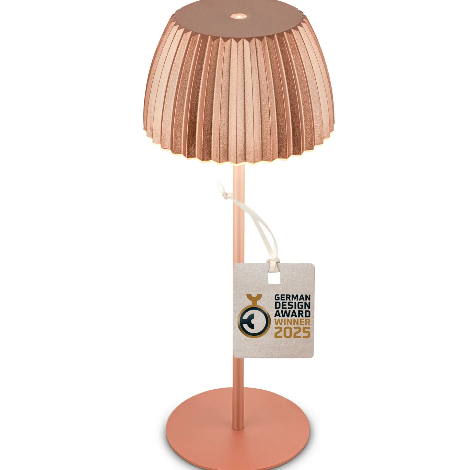Lámpara de mesa LED recargable Brilo unplugged Riffle, 36 cm, cobre