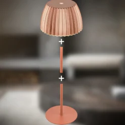 Lámpara de mesa LED recargable Brilo unplugged Riffle, 36 cm, cobre
