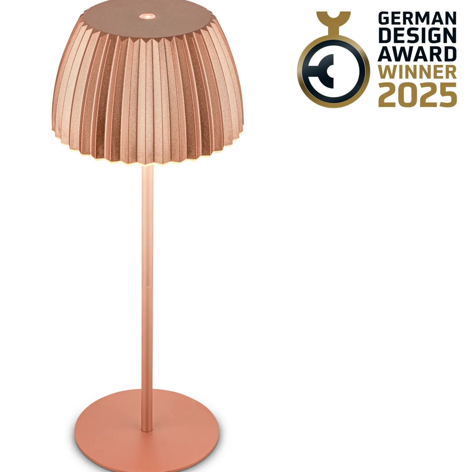 Lámpara de mesa LED recargable Brilo unplugged Riffle, 36 cm, cobre