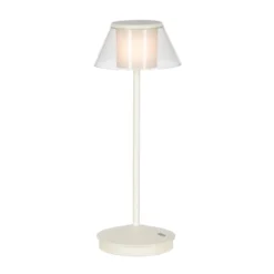 Lámpara de mesa LED recargable K5, blanca, aluminio, IP54, atenuable