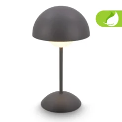 Lámpara de mesa LED recargable Kugle, antracita, metal, IP44, atenuable.