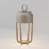 Lámpara de mesa LED recargable Vetra, color beige, altura 22 cm, metal, IP54,