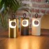 Lámpara de mesa LED recargable Lunari, beige, 16 cm, metal, CCT IP44