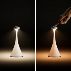 Lámpara de mesa LED recargable Nudrop mini, gris grafito, IP54, atenuable