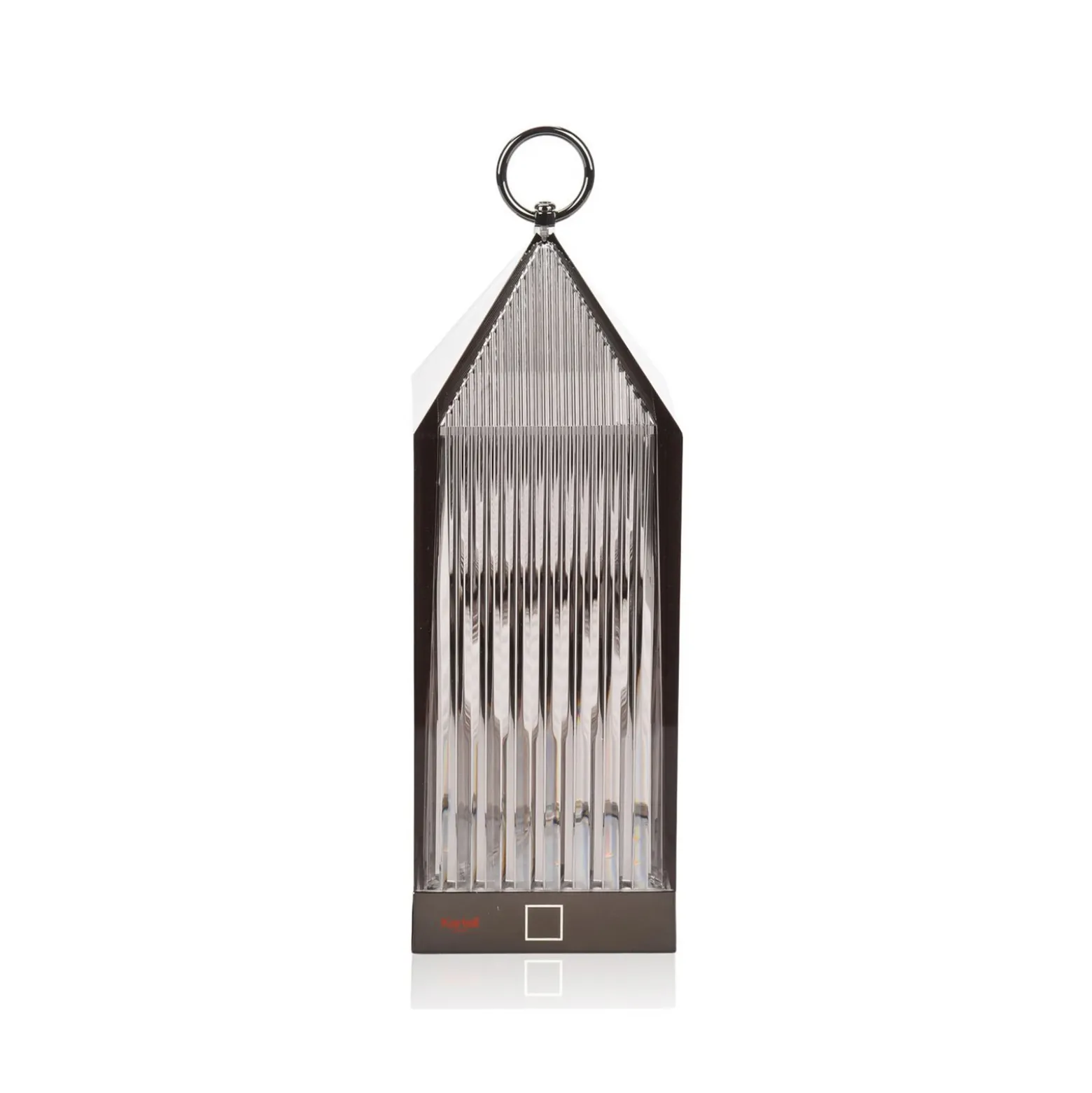 Lámpara de mesa LED recargable Kartell Lantern, color humo, material reciclado,