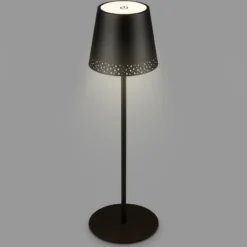 Lámpara de mesa LED recargable Kiki, negra, IP44, 3.000K