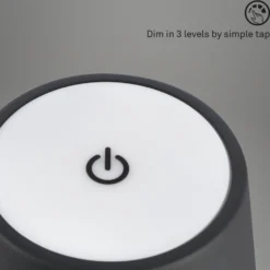 Lámpara de mesa LED recargable Kiki, negra, IP44, 3.000K