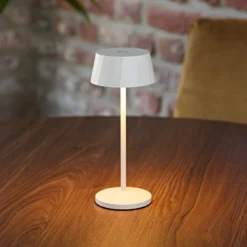 Lámpara de mesa LED recargable Facetta, juego de 3, blanco, 22 cm, IP44