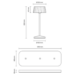 Lámpara de mesa LED recargable Facetta, juego de 3, blanco, 22 cm, IP44