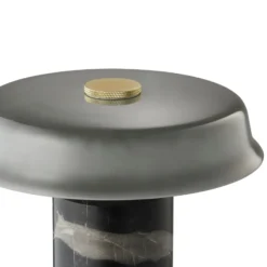Lámpara de mesa LED recargable Trip No. 2, gris ceniza/gris, mármol, cristal