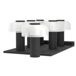 Lámpara de mesa LED recargable Ponente, Ø 16 cm, negro/blanco, CCT