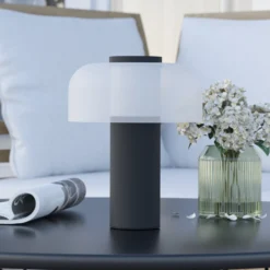 Lámpara de mesa LED recargable Ponente, Ø 16 cm, negro/blanco, CCT