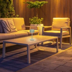 Lámpara de mesa LED recargable Finley verde salvia Altura 22 cm Metal IP54