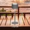 Lámpara de mesa LED recargable Juna, gris arena Altura 25 cm Metal, IP54