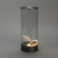 Lámpara de mesa LED recargable Edison, altura 32 cm, gris/transparente, IP54