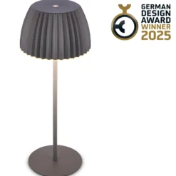 Lámpara de mesa LED recargable Brilo unplugged Riffle, 36 cm, antracita