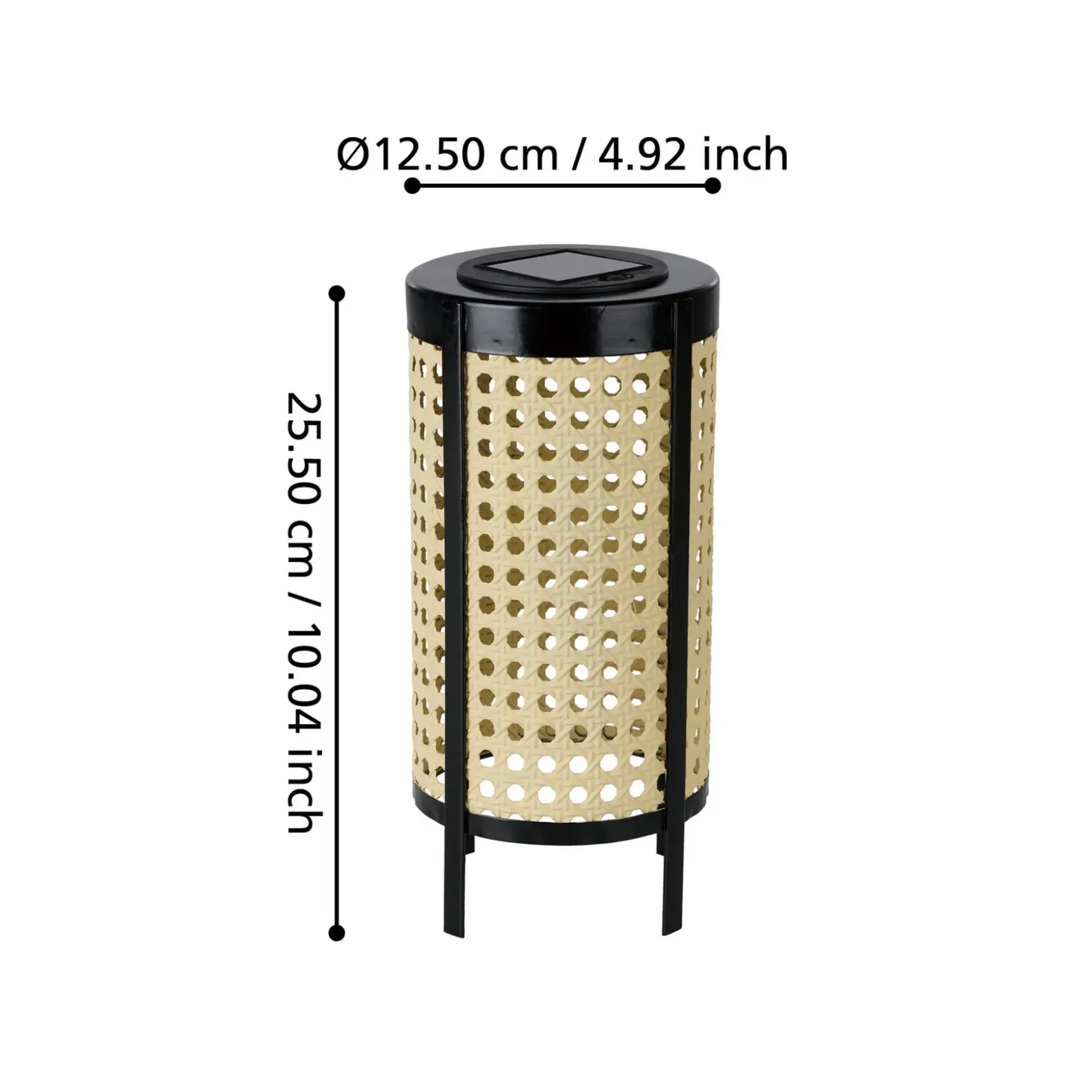 Lámpara de mesa LED solar 48929, altura 26 cm, negro/beige