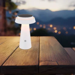 Lámpara de mesa LED solar 36624, blanca, batería recargable, CCT, IP54,