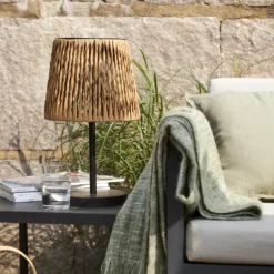 Lámpara de mesa LED solar Cesta 48cm marrón/negro plástico/metal