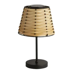 Lámpara de mesa LED solar Dalisay, marrón, ratán, 31 cm, IP44