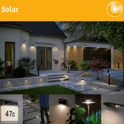 lámpara de mesa LED solar Else de Paulmann, blanca, IP44, atenuable