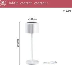 lámpara de mesa LED solar Else de Paulmann, blanca, IP44, atenuable