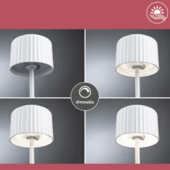 lámpara de mesa LED solar Else de Paulmann, blanca, IP44, atenuable