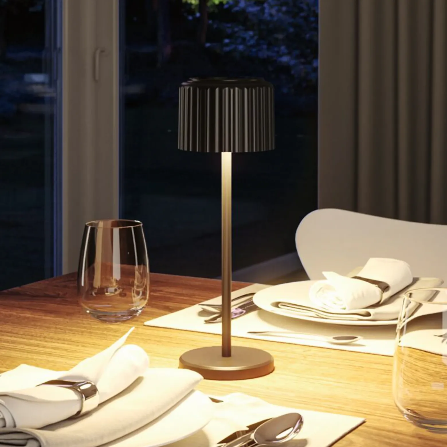 lámpara de mesa LED solar Else de Paulmann, negra, IP44 atenuable